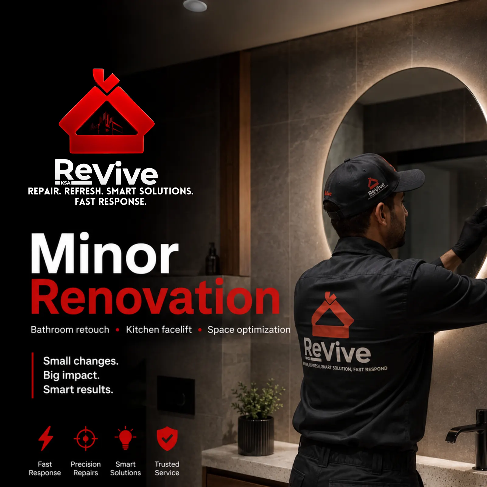 ReVive technician completing a bathroom facelift