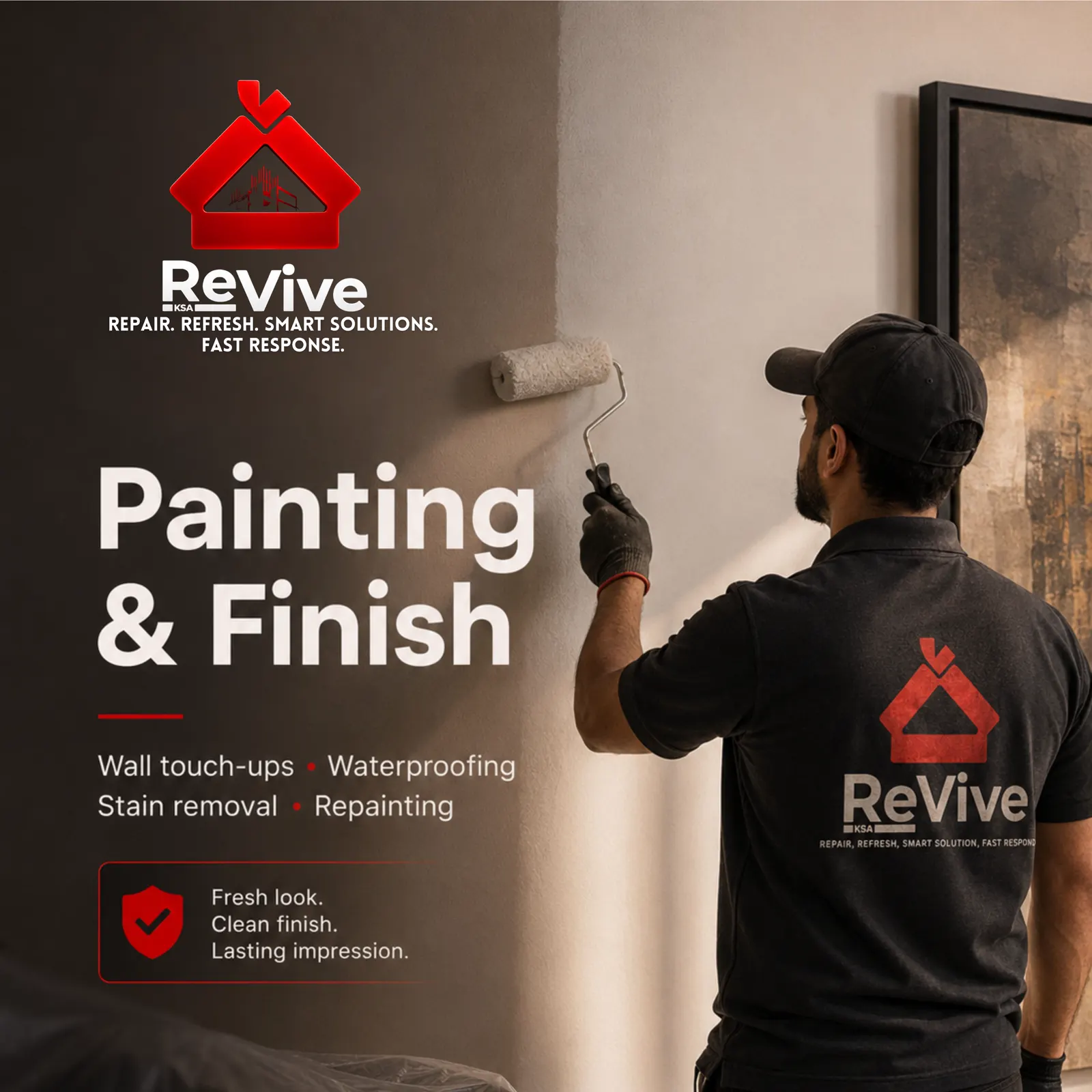 ReVive painter applying a clean wall finish